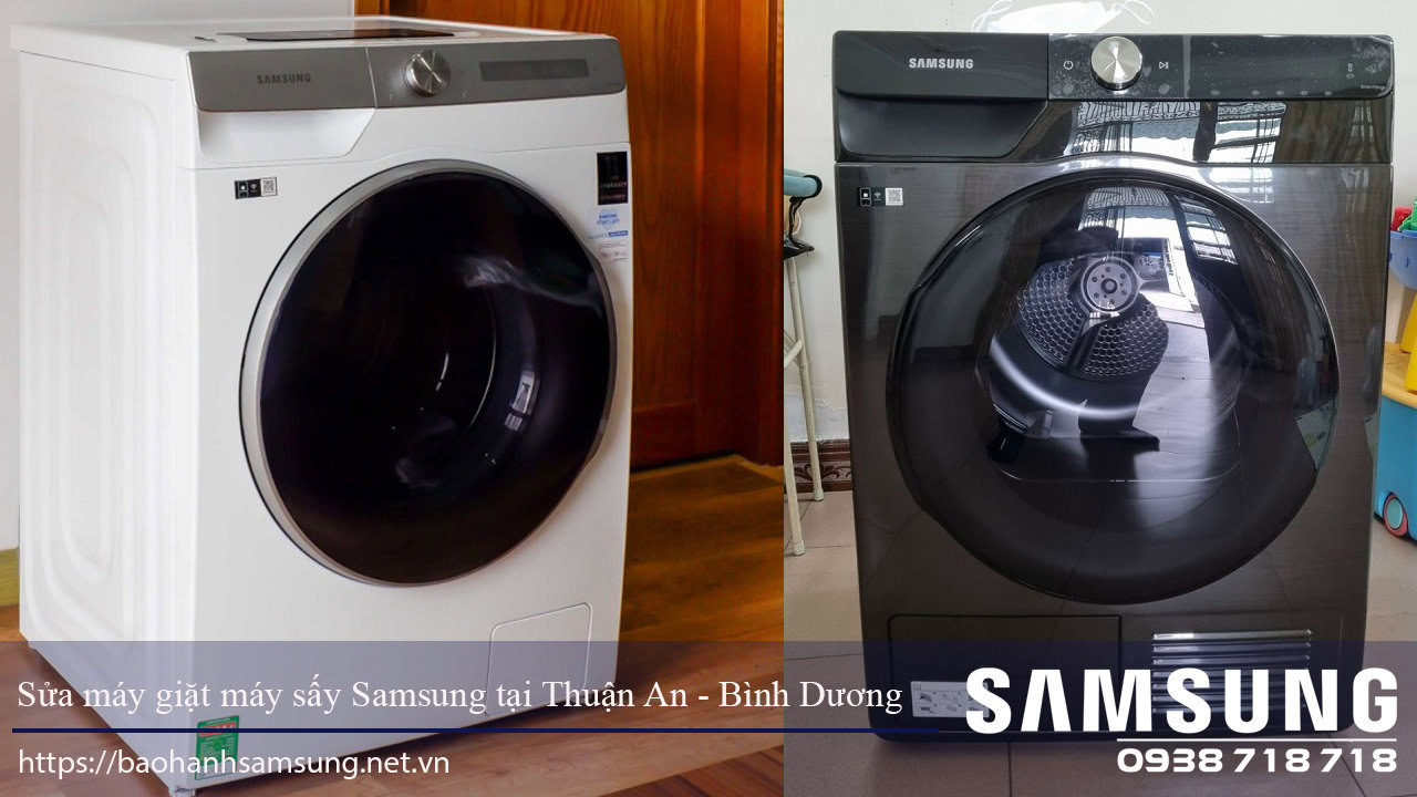 White Samsung washing machine with digital control panel and large front door, suitable for laundry needs in Binh Duong.