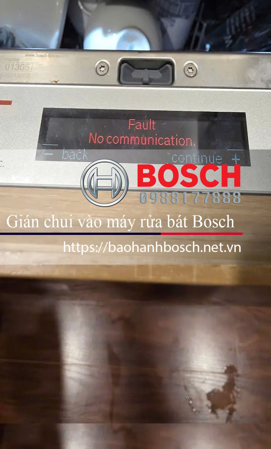 Gián chui vào máy rửa bát Bosch làm hong mạch có thể là nguyên nhân mã lỗi Fault No Communication