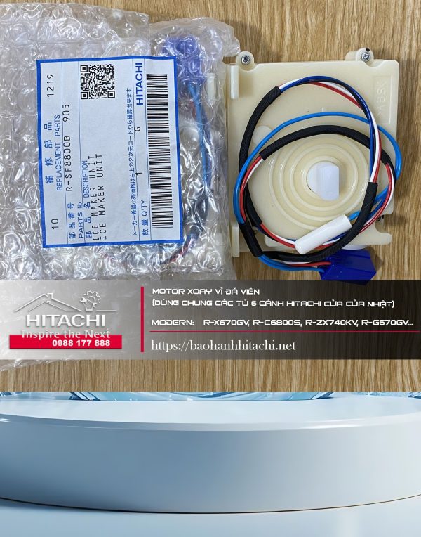 Motor xoay vỉ đá viên dùng chung các đời tủ lạnh Hitachi 6 cánh nhật Modern R-X670GV, R-C6800S, R-ZX740KV, R-G570GV...
