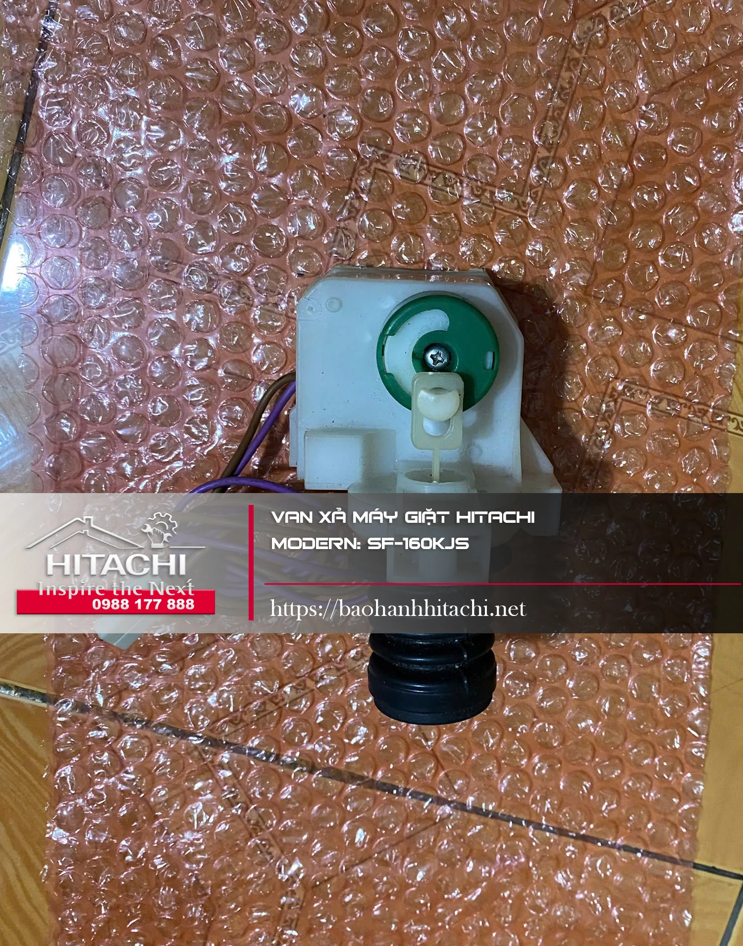 Dây chuyền máy giặt Hitachi model SF-160KJS, bộ phận van xả nước máy giặt, linh kiện điện tử lạnh Nguyên Dương, dịch vụ sửa chữa điện lạnh uy tín tại địa phương.