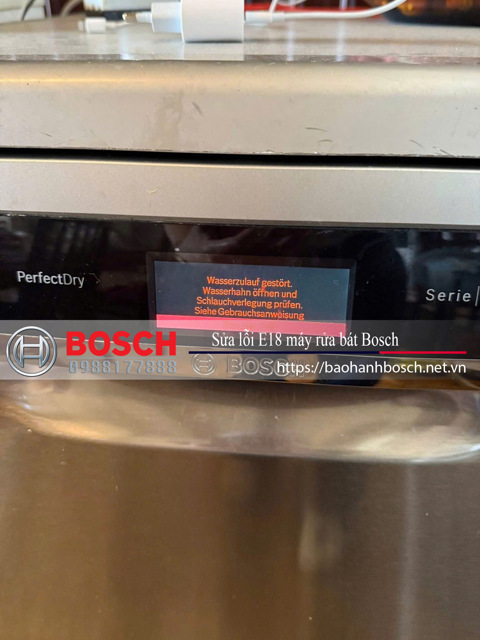 Lỗi E18 máy rửa bát Bosch