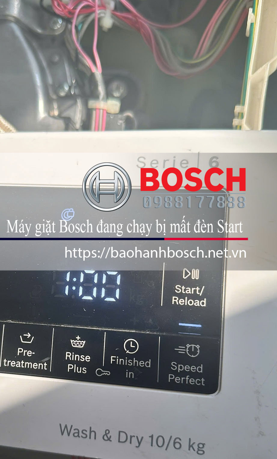 Máy giặt Bosch đang chạy bị mất đèn Start và về lại thời gian ban đầu do lỗi mạch công suất