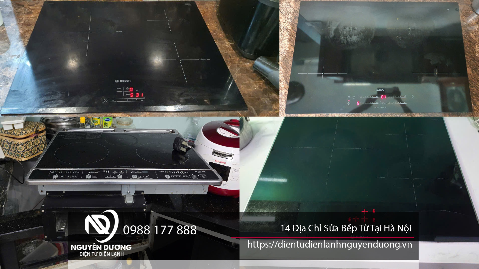 Bếp điện từ Bosch và AEG cao cấp, lắp đặt chuyên nghiệp tại Hà Nội, dịch vụ sửa bếp điện nhanh chóng, uy tín, giá rẻ. Liên hệ Nguyên Dương 0988 177 888 để được tư vấn và hỗ trợ.