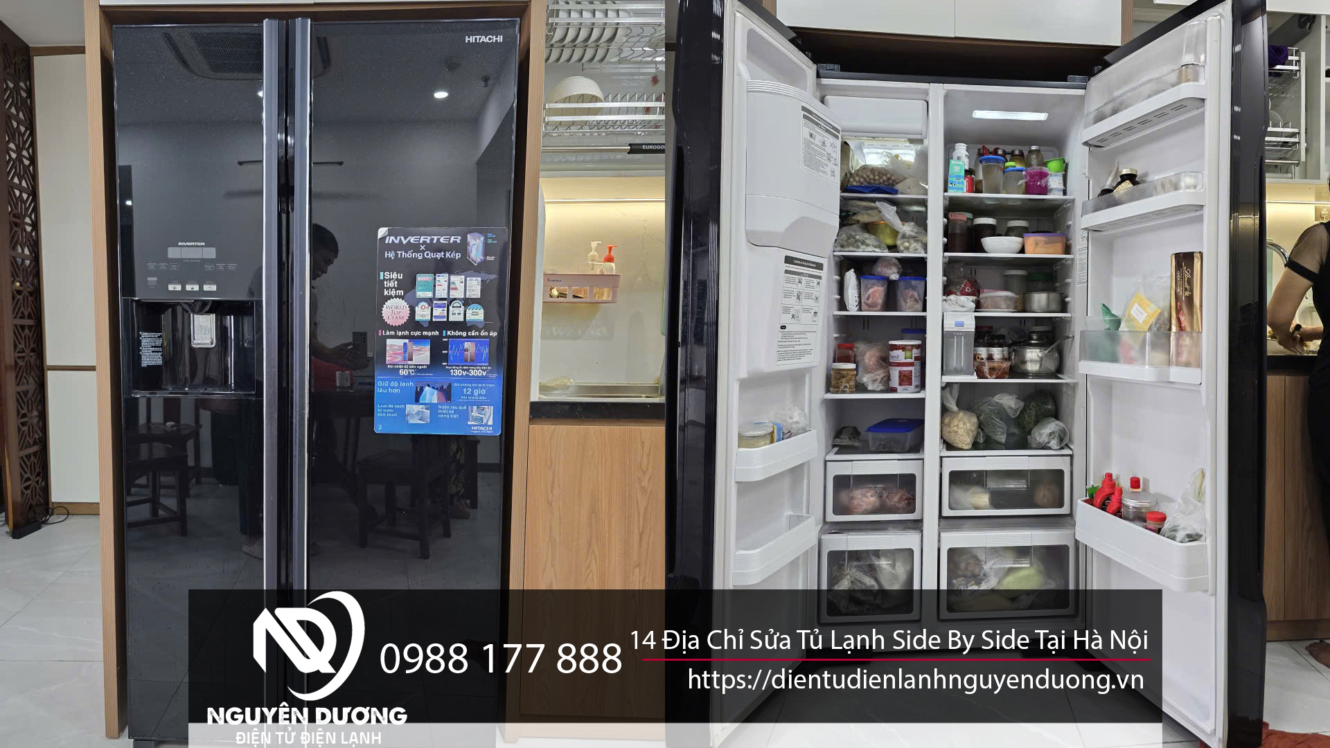 Hình ảnh tủ lạnh hiện đại, nổi bật với thiết kế sang trọng, dung tích lớn phù hợp cho gia đình và văn phòng.