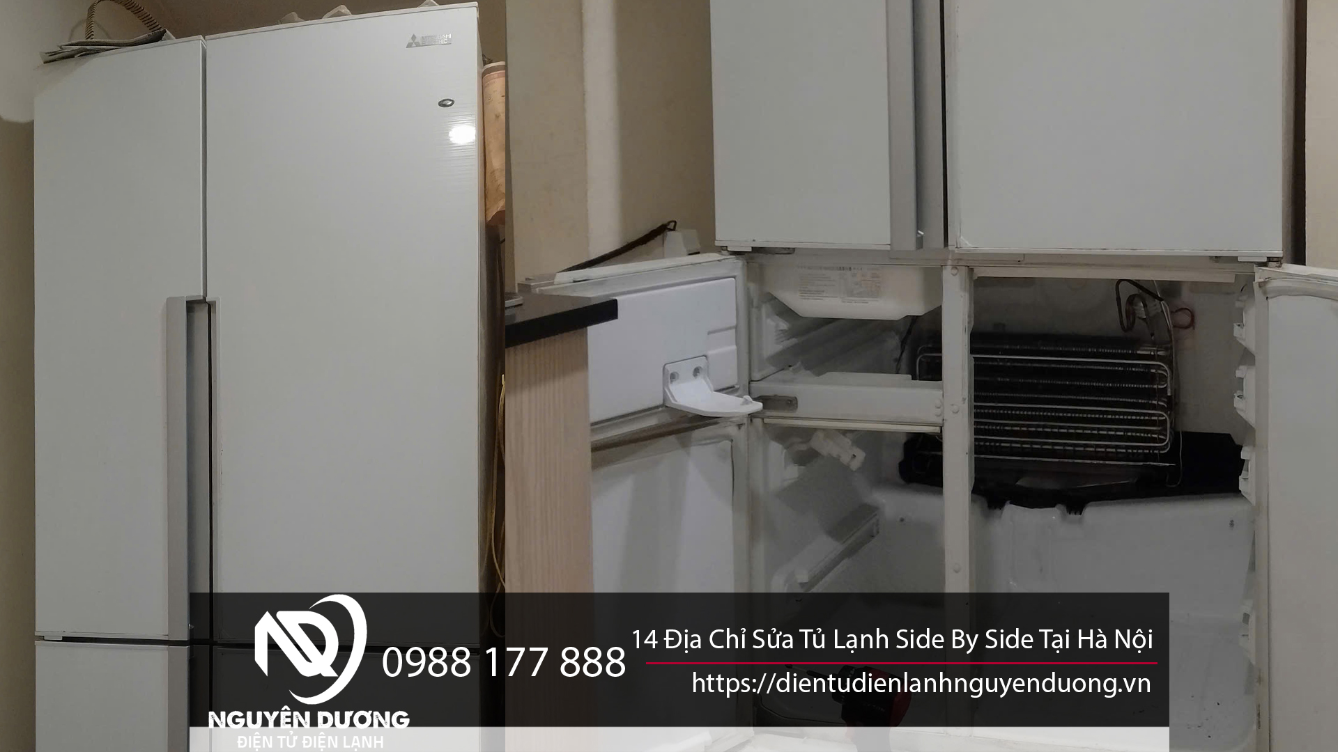 Tủ lạnh side by side cần sửa chữa tại Hà Nội, dịch vụ sửa tủ lạnh nhanh chóng, chuyên nghiệp và uy tín. Liên hệ NGUYÊN DƯƠNG qua số 0988 177 888 để được tư vấn và hỗ trợ sửa chữa hiệu quả.