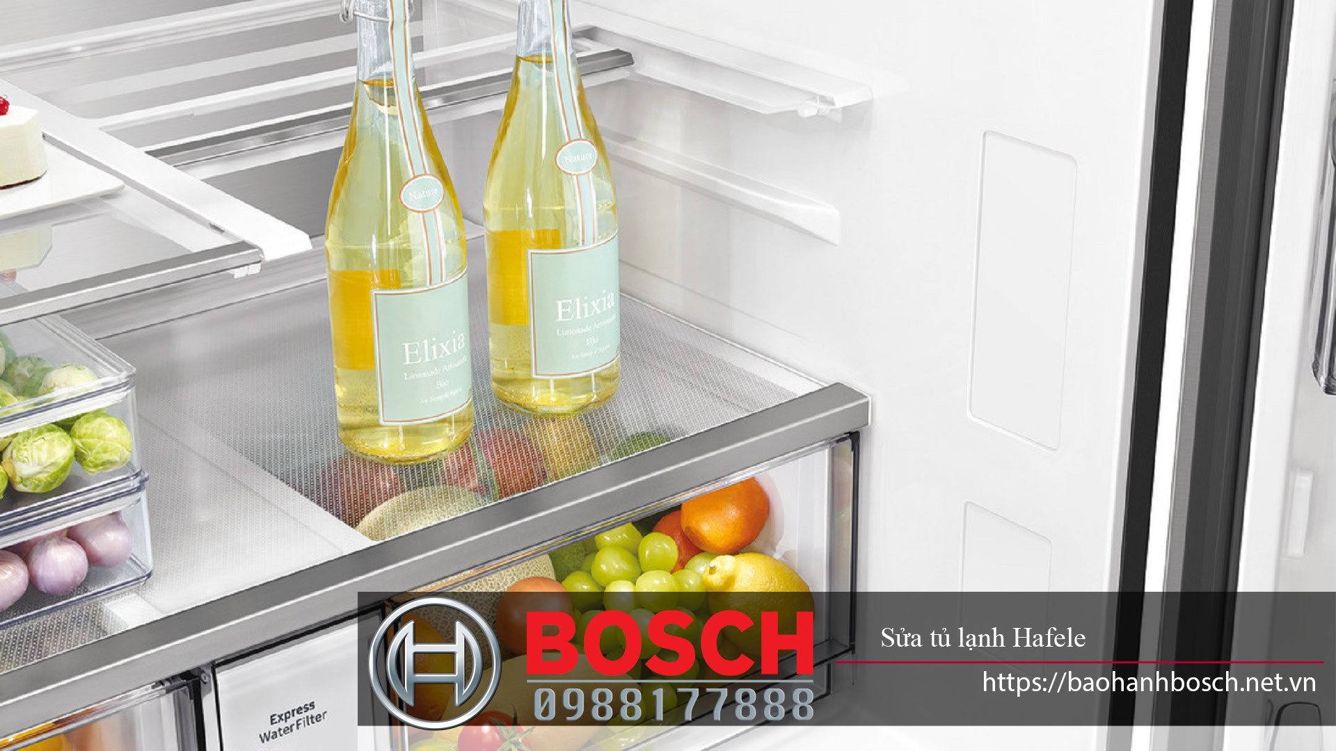 Tinh dầu Elixia trong tủ lạnh Bosch giúp bảo quản thực phẩm tươi ngon, giữ trọn hương vị, phù hợp cho tủ lạnh Hafele, đảm bảo độ lạnh và chống mùi hiệu quả.