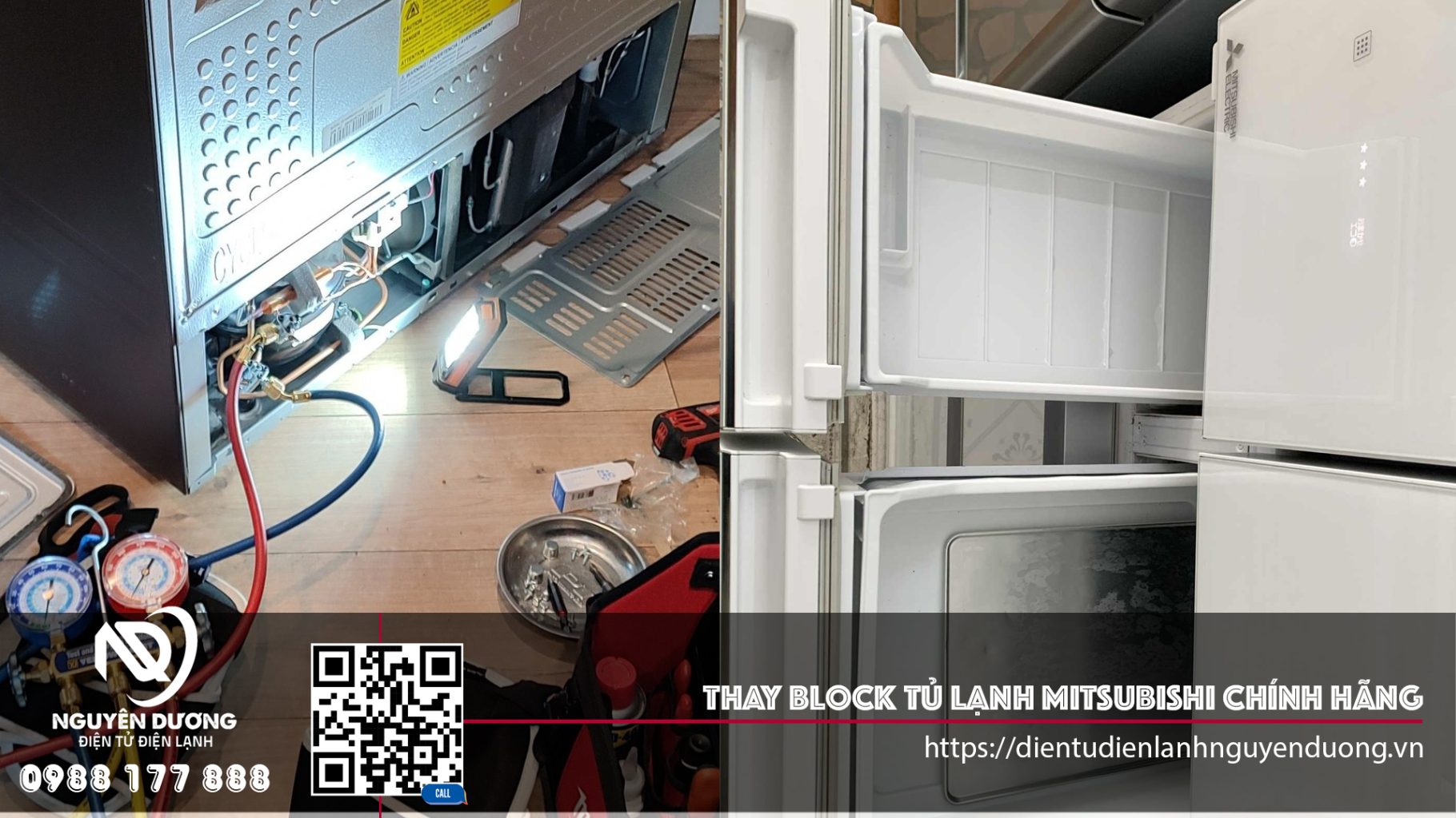 Thay Block Tủ Lạnh Mitsubishi Chính Hãng Tại Nhà